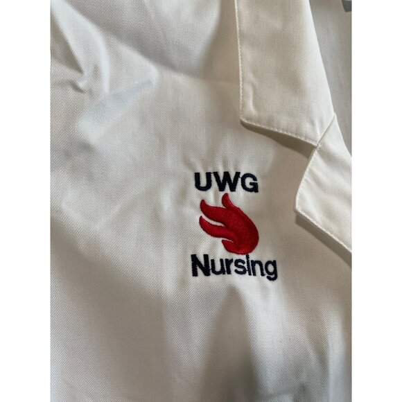 Cherokee UWG Nursing white long sleeved button front lab coat jacket size 12 - Picture 3 of 7